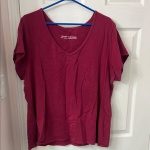 Women's V-Neck Burgundy Top by Addition Elle